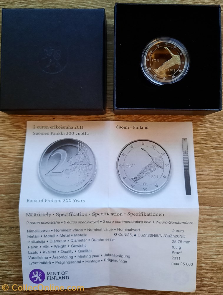 2€ Finlande 2011 - bicentenaire de la Banque de Finlande - BE avec écrin monnaies euros 2 finlande 2011 bicentenaire de la banque de finlande be avec ecrin
