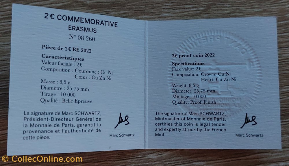 2€ France 2022 - Programme ERASMUS - BE avec écrin monnaies euros 2 france 2022 programme erasmus be avec ecrin