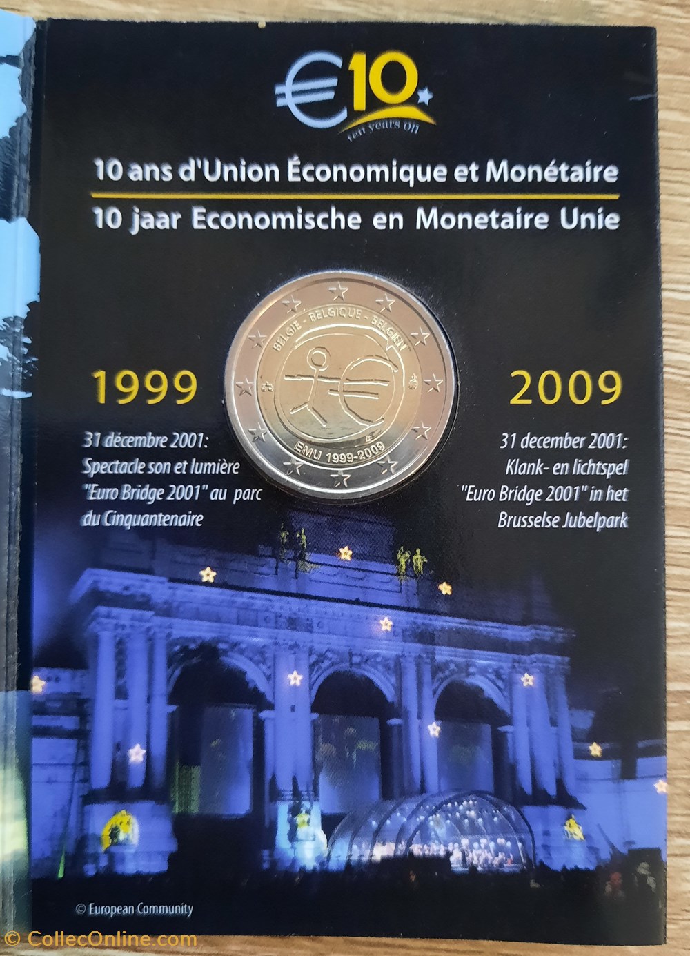 monnaies euros 2 belgique 2009 10 ans union economique et monetaire en europe coincard bu