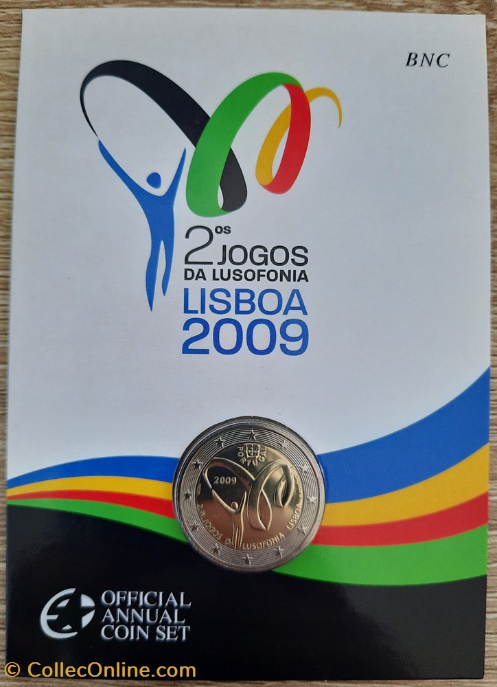2€ Portugal 2009 - Deuxièmes Jeux de la Lusophonie - Coincard monnaies euros 2 portugal 2009 deuxiemes jeux de la lusophonie coincard