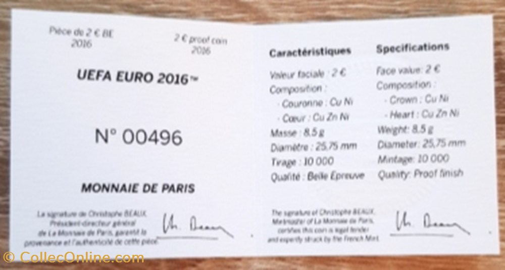 2€ France 2016 - Championnat d’Europe de l’UEFA 2016 - BE avec écrin 3 monnaie 2 france 2016 championnat d europe de l uefa 2016 be avec ecrin