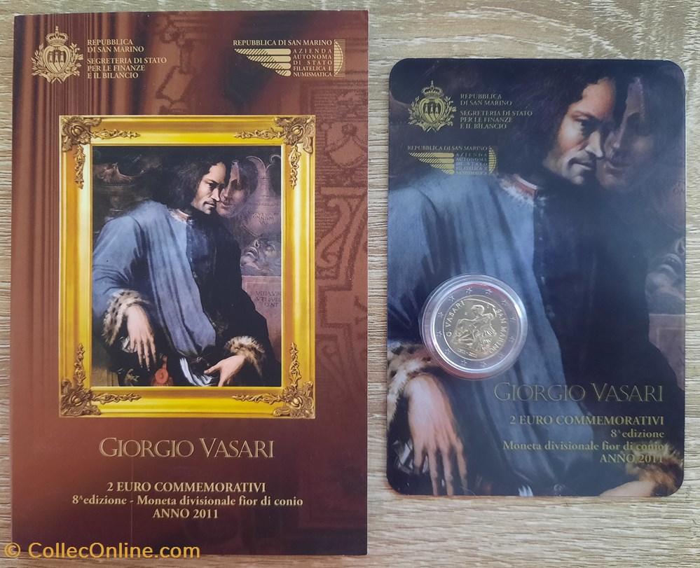 2€ Saint-Marin 2011 - 500e anniversaire de la naissance de Giorgio Vasari - Coincard monnaies euros 2 saint marin 2011 500e anniversaire de la naissance de giorgio vasari coincard