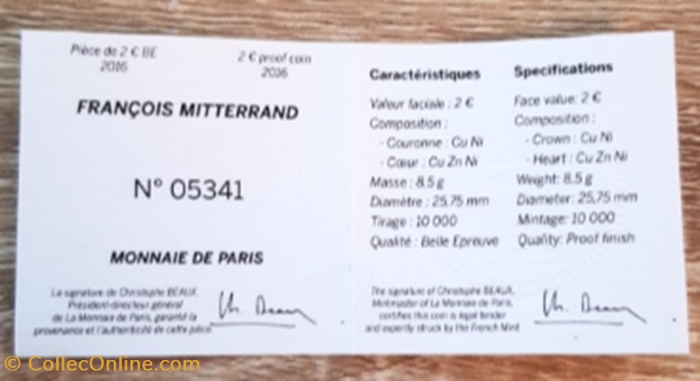 2€ France 2016 - François Mitterrand - BE avec écrin 3 monnaie euro 2 france 2016 francois mitterrand be avec ecrin