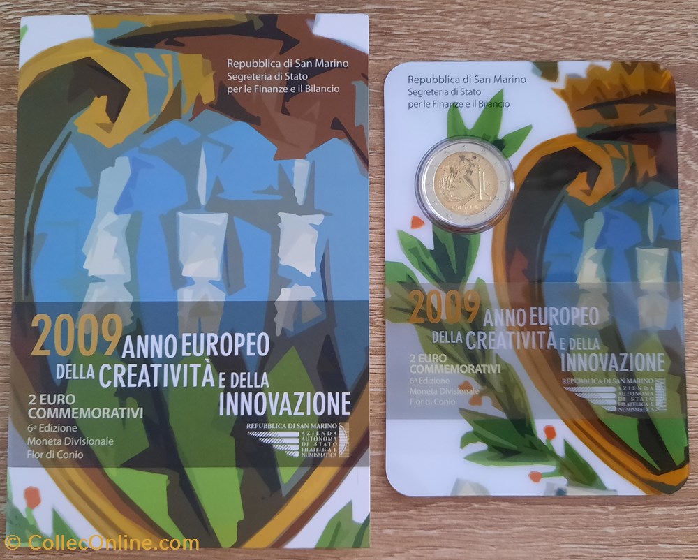 2€ Saint-Marin 2009 - Année européenne de la créativité et de l’innovation - Coincard monnaies euros 2 saint marin 2009 annee europeenne de la creativite et de l innovation coincard