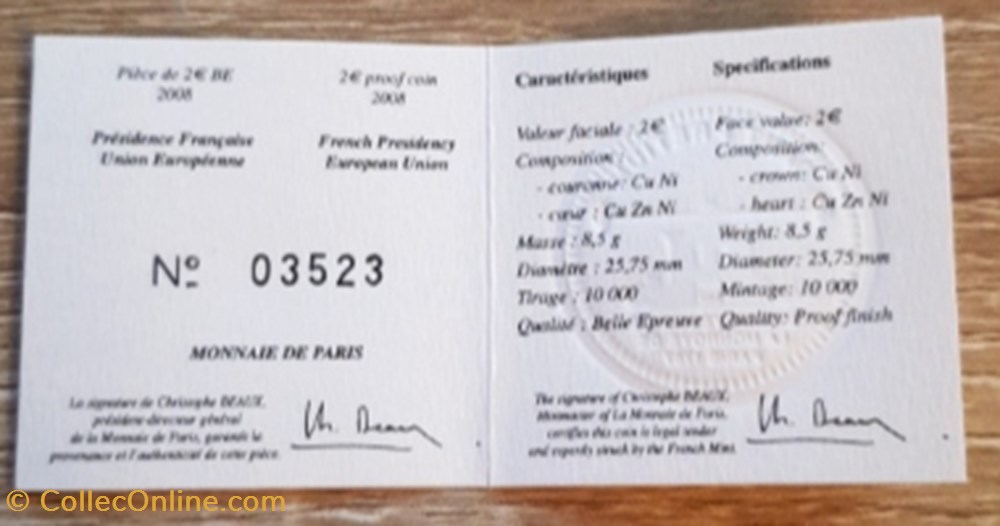 2€ France 2008 - Présidence française de l'Union Européenne - BE avec écrin 3 monnaie 2 france 2008 presidence francaise de union europeenne be avec ecrin