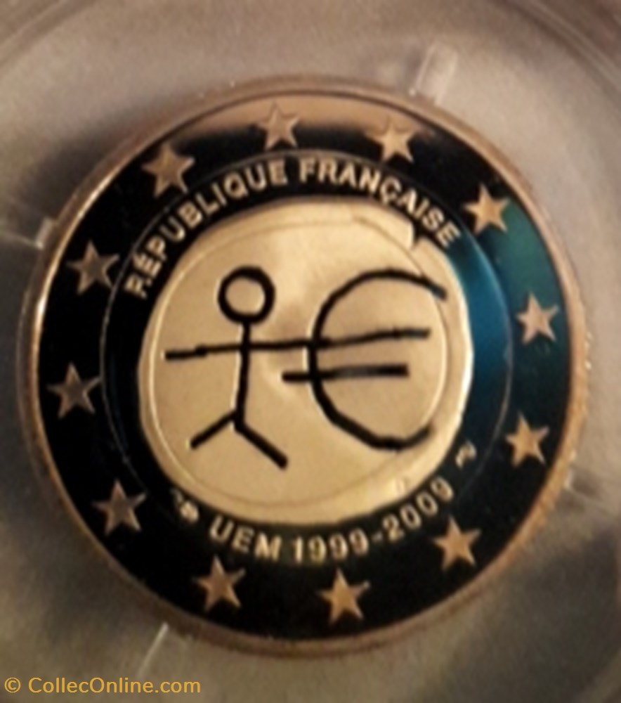 2€ France 2009 - 10e anniversaire de l'U.E.M - BE avec écrin 2 monnaie euro 2 france 2009 10e anniversaire de u e m be avec ecrin