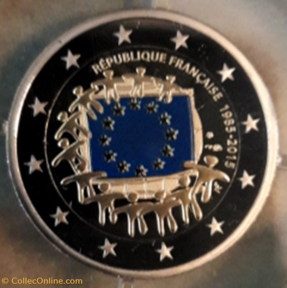 2€ France 2015 -30e anniversaire du drapeau de l’Union européenne - BE avec écrin 2 monnaie 2 france 2015 30e anniversaire du drapeau de l union europeenne be avec ecrin