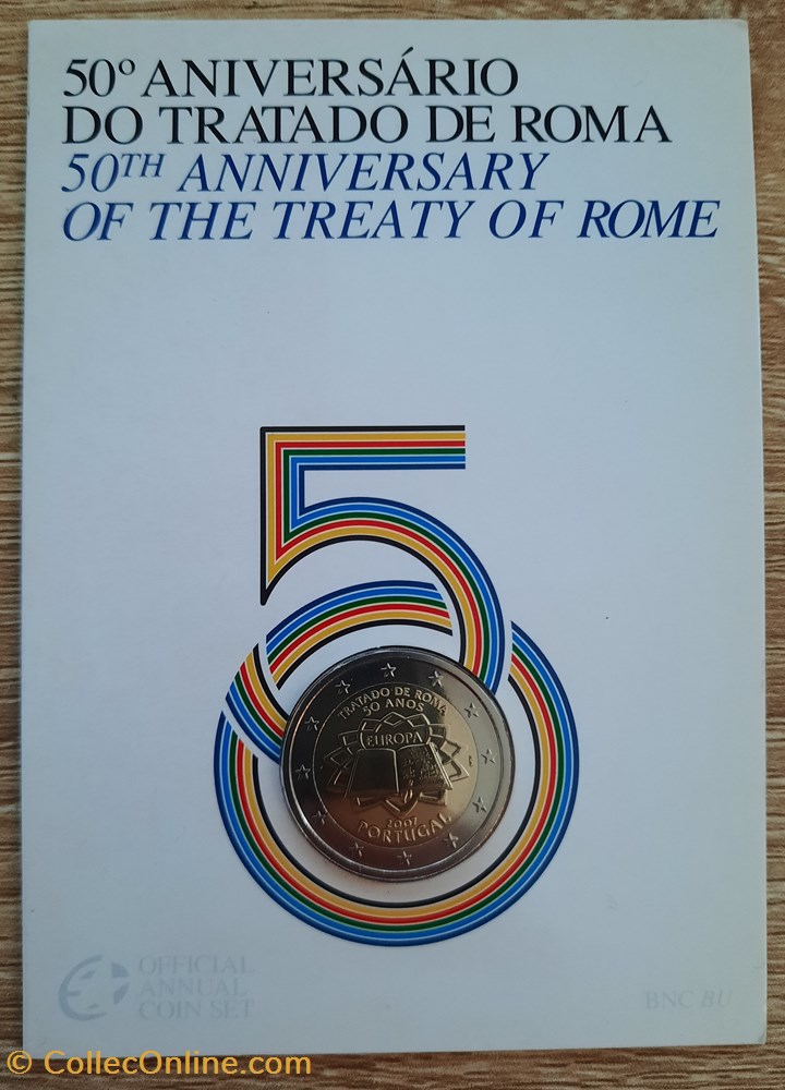 2€ Portugal 2007 - 50e anniversaire du traité de Rome - Coincard monnaies euros 2 portugal 2007 50e anniversaire du traite de rome coincard