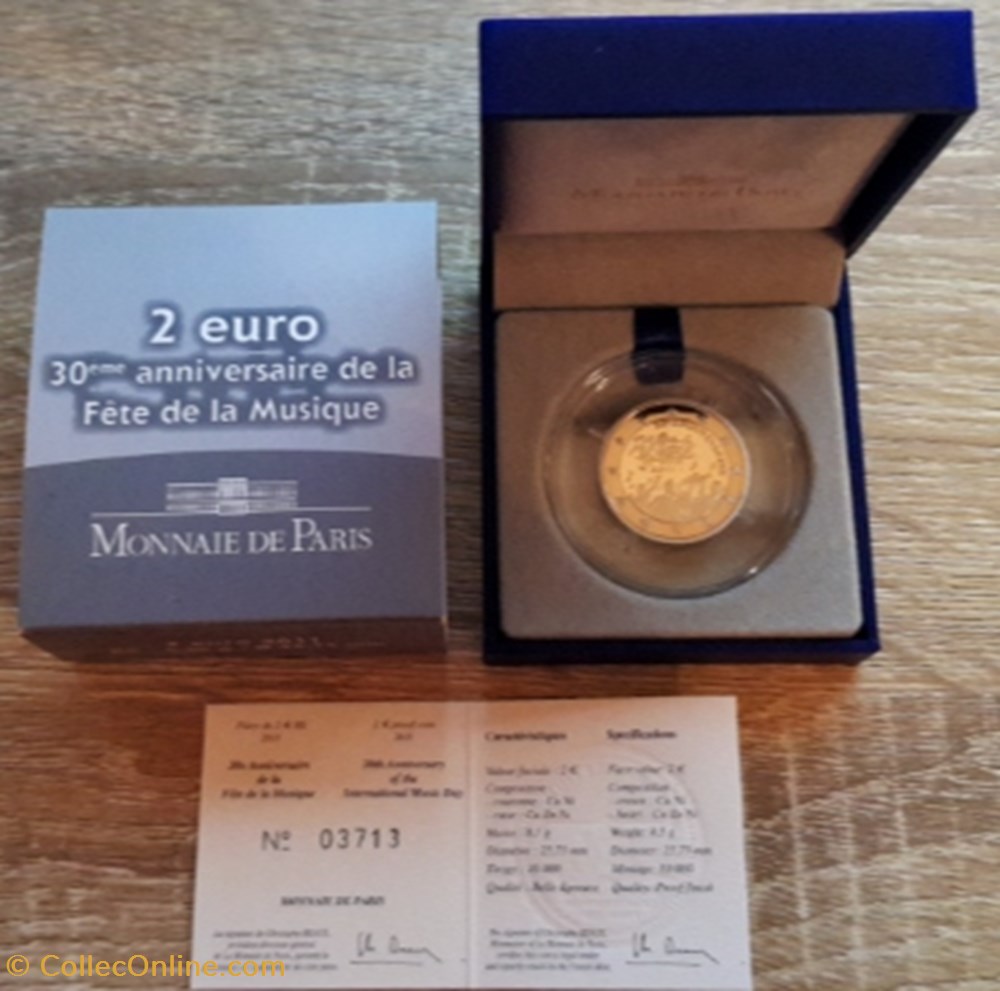 2€ France 2011 - 30e anniversaire de la Fête de la Musique - BE avec écrin monnaie euro 2 france 2011 30e anniversaire de la fete de la musique be avec ecrin