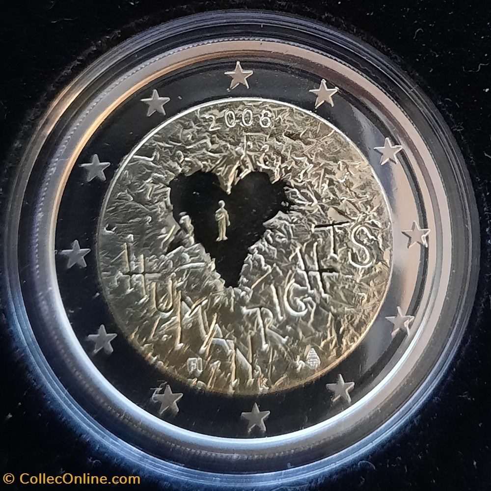 monnaies euros 2 finlande 2008 60ans de la declaration universelle des droits de l homme be avec ecrin