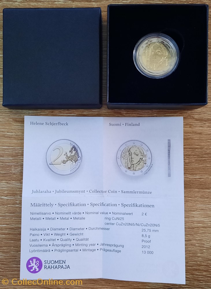 2€ Finlande 2012 - 150e anniversaire de la naissance de l’artiste Helene Schjerfbeck - BE avec écrin monnaies euros 2 finlande 2012 150e anniversaire de la naissance de l artiste helene schjerfbeck be avec ecrin