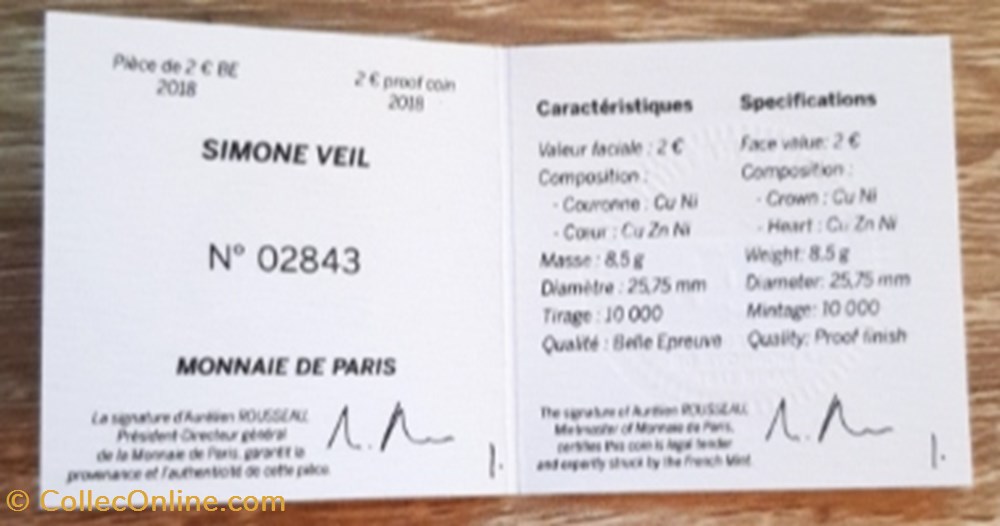2€ France 2018 - Simone Veil - BE avec écrin 3 monnaie euro 2 france 2018 simone veil be avec ecrin