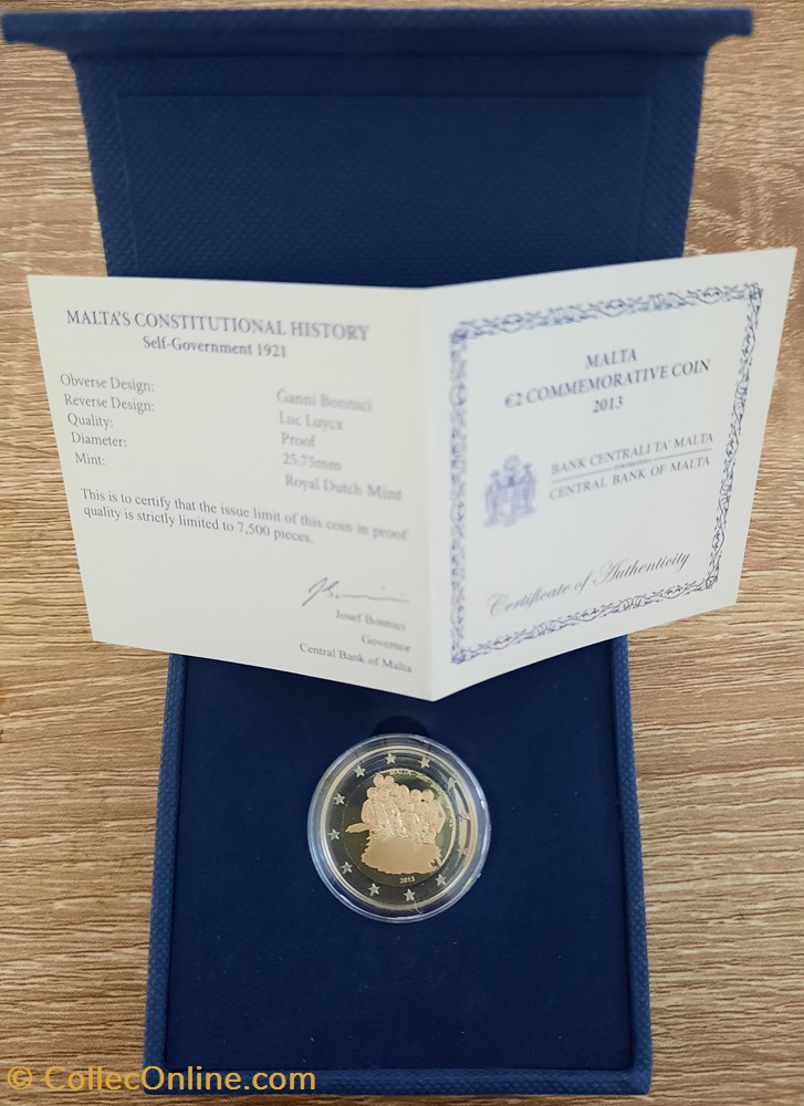 2€ Malte 2013 - La Constitution du gouvernement autonome de 1921 - BE avec écrin monnaies euros 2 malte 2013 la constitution du gouvernement autonome de 1921 be avec ecrin