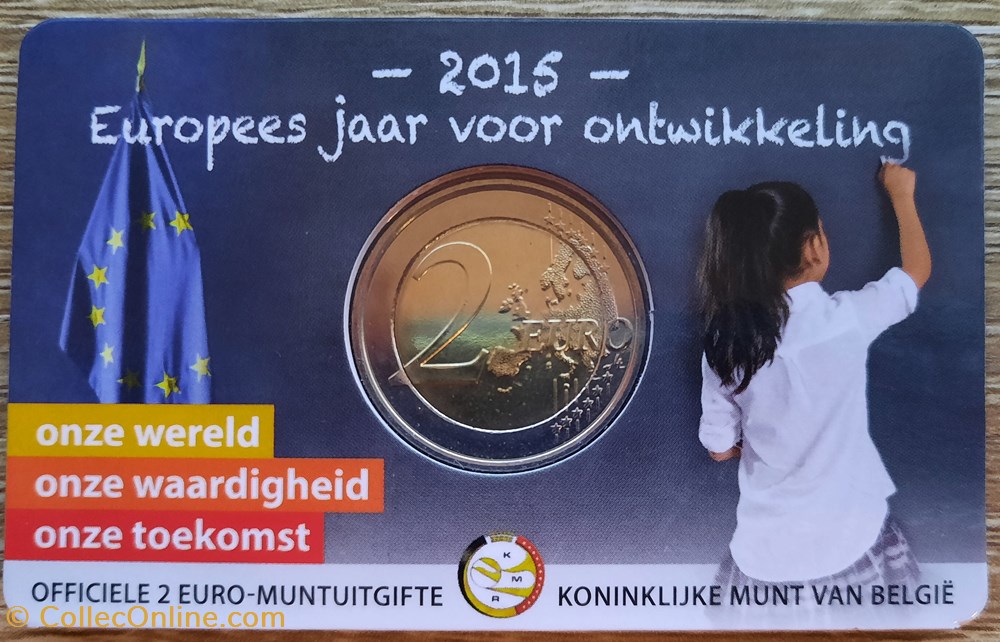 monnaies euros 2 belgique 2015 annee europeenne du developpement coincard bu