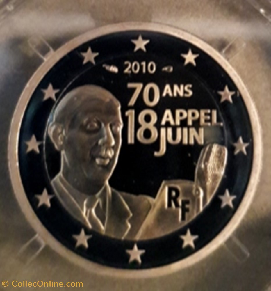 2€ France 2010 - 70 ans de l'appel du 18 juin - BE avec écrin 2 monnaie euro 2 france 2010 70 ans de appel du 18 juin be avec ecrin