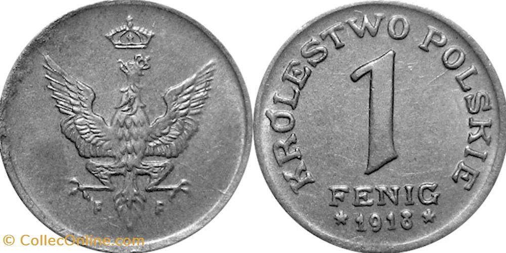 1 fenig 1918 - 2 - new reverse coins world poland 1 fenig 1918 2 new reverse