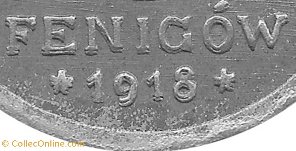 5 fenigów 1918 - 3 - doubled die reverse coins world poland 5 fenigow 1918 3 doubled die reverse