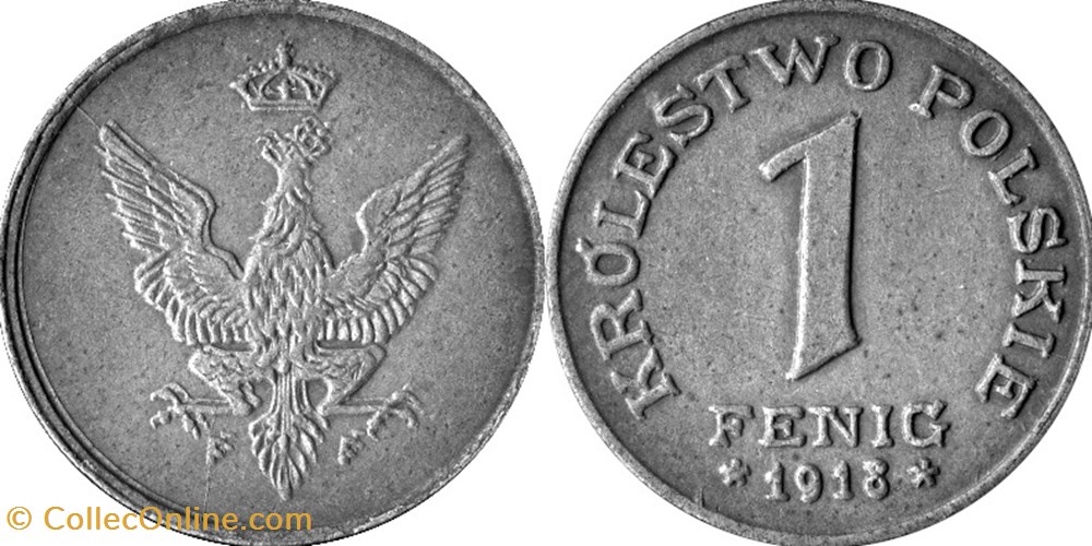 1 fenig 1918 - 3 - doubled die obverse coins world poland 1 fenig 1918 3 doubled die obverse