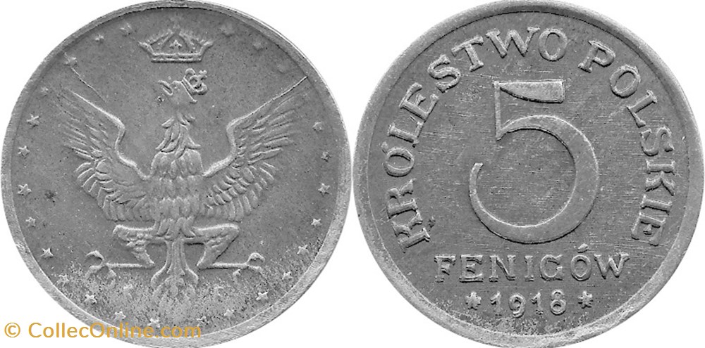 5 fenigów 1918 - 3 - doubled die reverse coins world poland 5 fenigow 1918 3 doubled die reverse