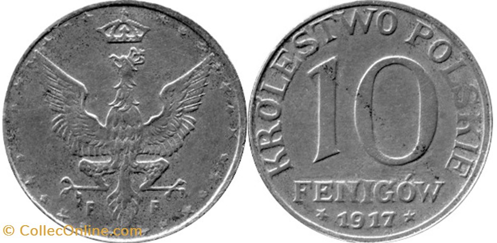 10 fenigów 1917 - 1 - first reverse coins world poland 10 fenigow 1917 1 first reverse
