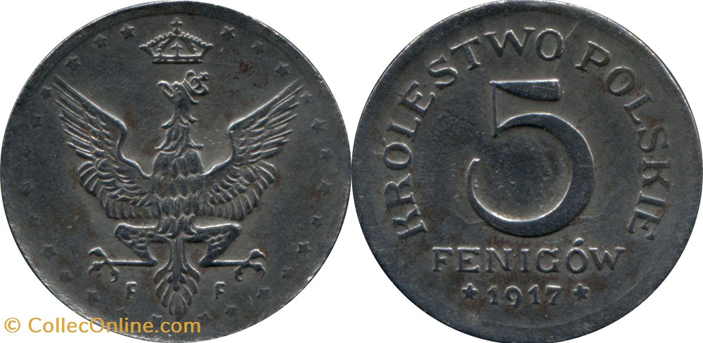5 fenigów 1917 - 2 - new reverse coins world poland 5 fenigow 1917 2 new reverse