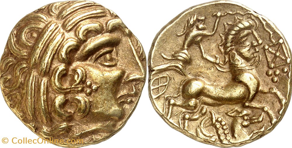 Statère Aulerques Diablintes à l'hippocampe monnaies antiques av jc ap celtes statere aulerques diablintes a hippocampe