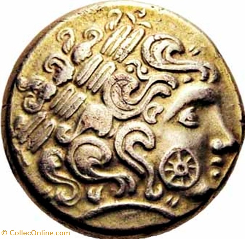 Hémistatère en or allié du type à la tête sur le pique monnaies antiques celtes hemistatere en or allie du type a la tete sur le pique