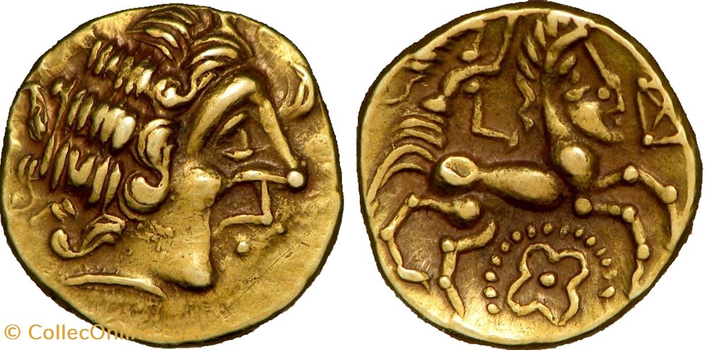 Quart de statère en or au quatre-feuilles monnaies antiques celtes quart de statere en or au quatre feuilles