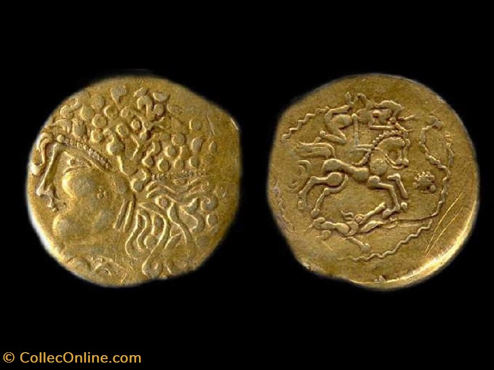 Hémistatère flan large au loup attaquant le cheval monnaies antiques av jc ap celtes hemistatere flan large au loup attaquant le cheval