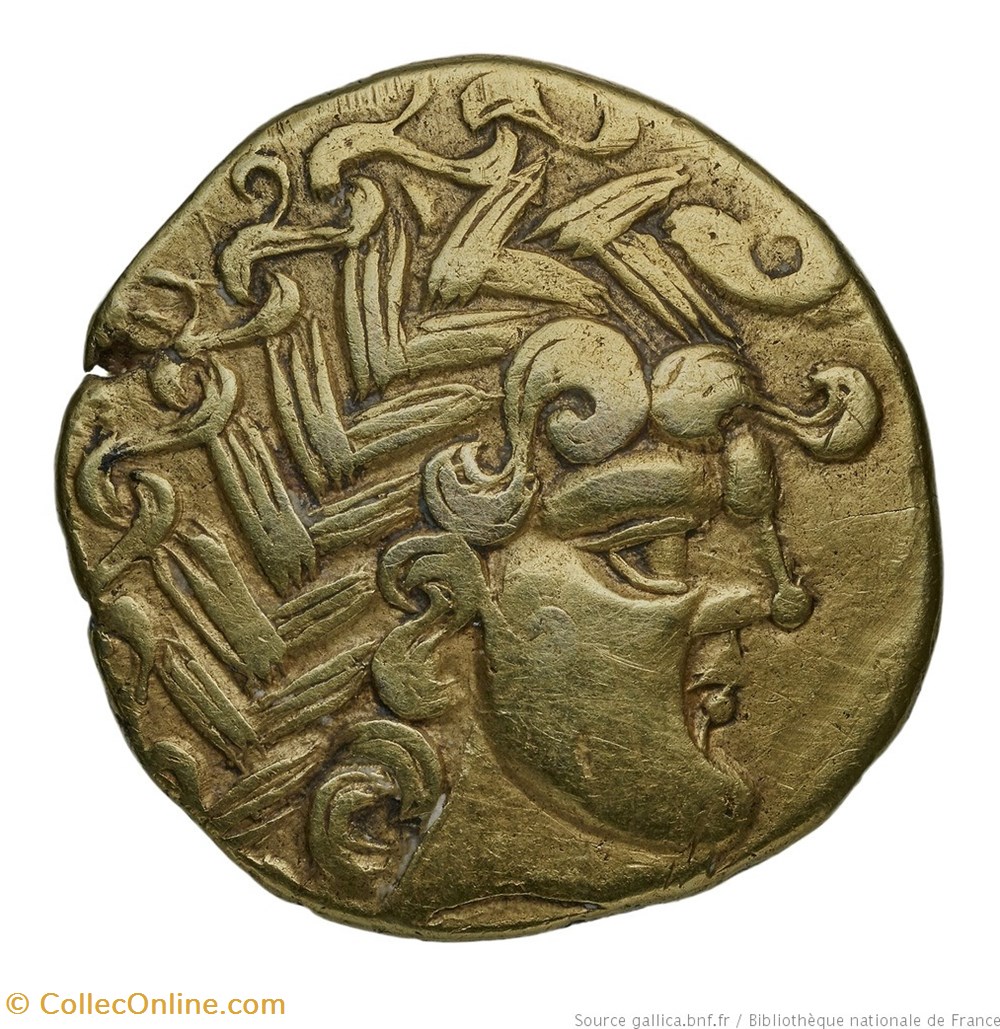 Statère à la cavalière et à la lyre DT.2089 monnaies antiques jc ap celtes statere a la cavaliere et a la lyre dt 2089