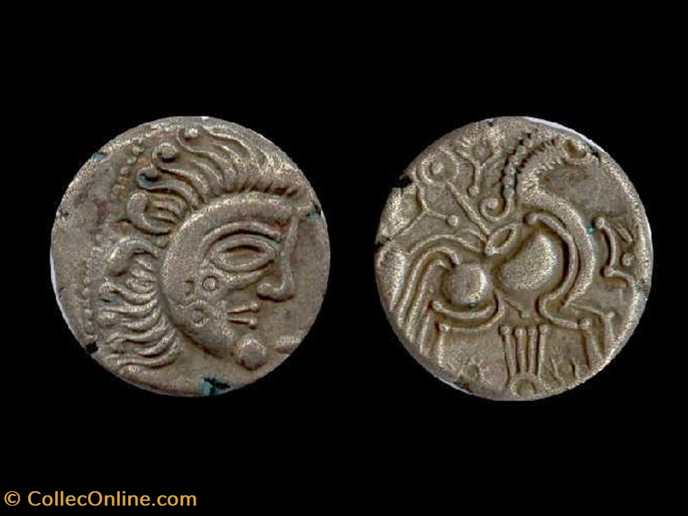 Statère Abrincatui à la joue ornée monnaies antiques av jc ap celtes statere abrincatui a la joue ornee