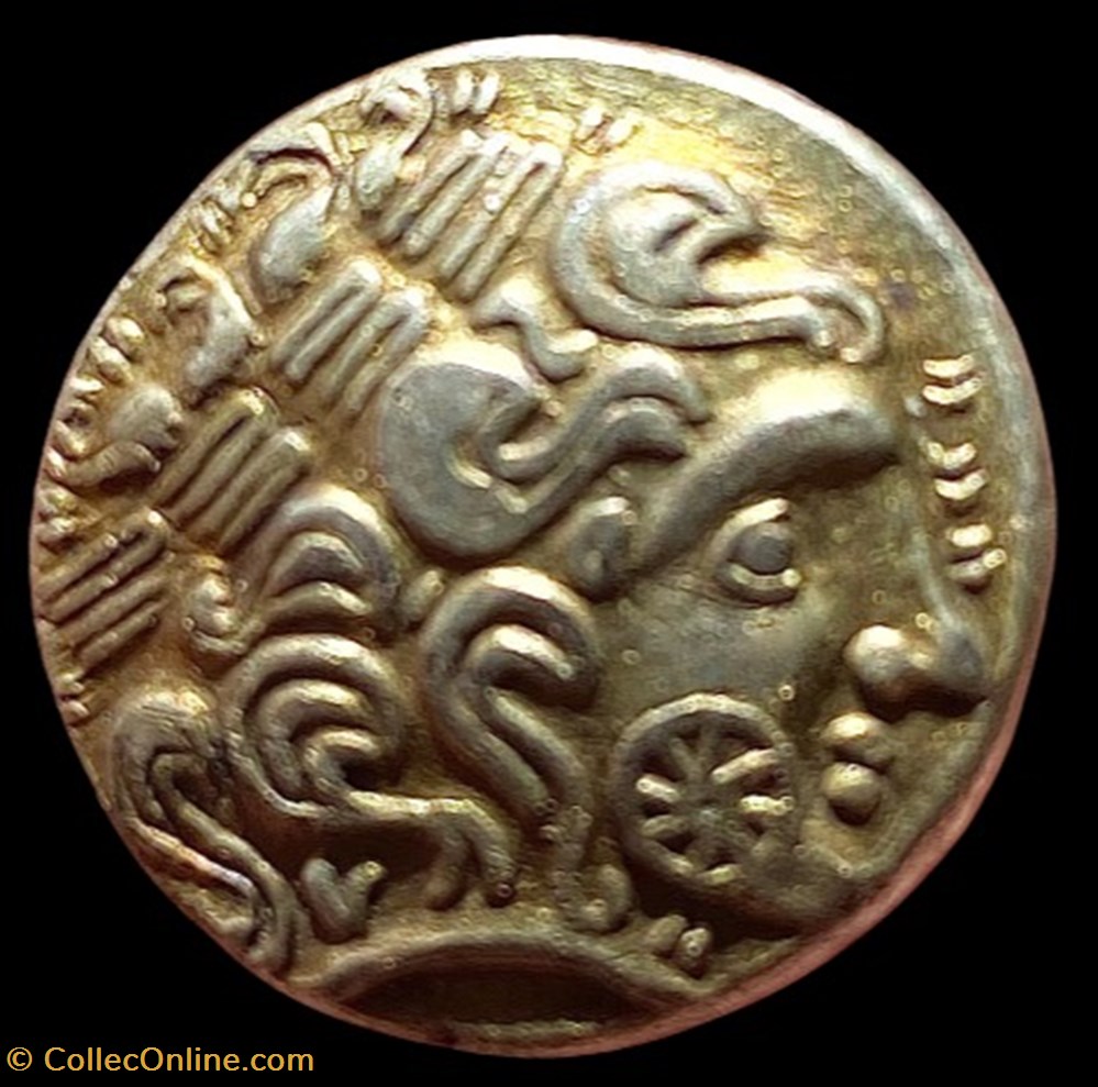 monnaies antiques celtes hemistatere en or allie aux roues