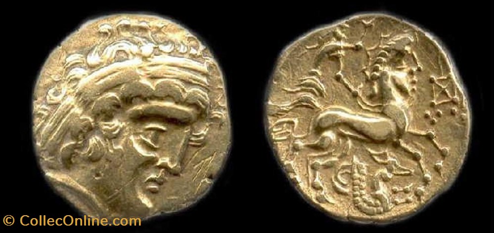 Statère en or à ' l'hippocampe ' monnaies antiques celtes statere en or a hippocampe