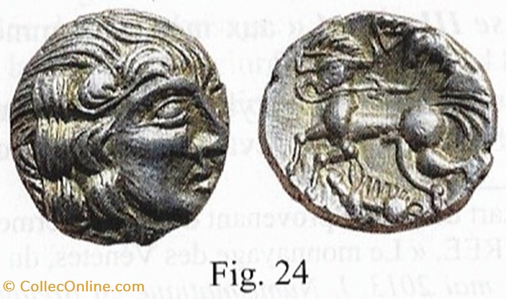 Quart de statère en argent au sanglier à gauche monnaies antiques celtes quart de statere en argent au sanglier a gauche