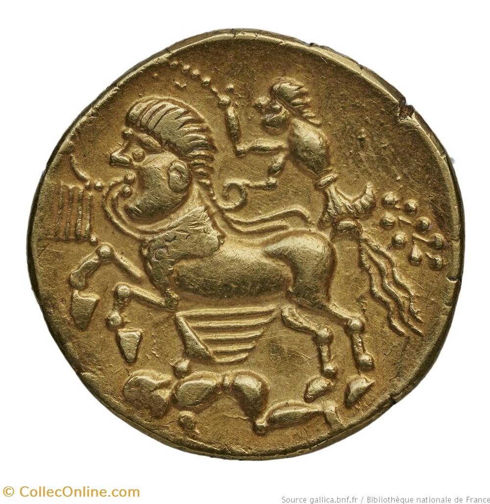 Statère Trévires, d'inspiration Cénomans monnaies antiques av jc ap celtes statere trevires inspiration cenomans