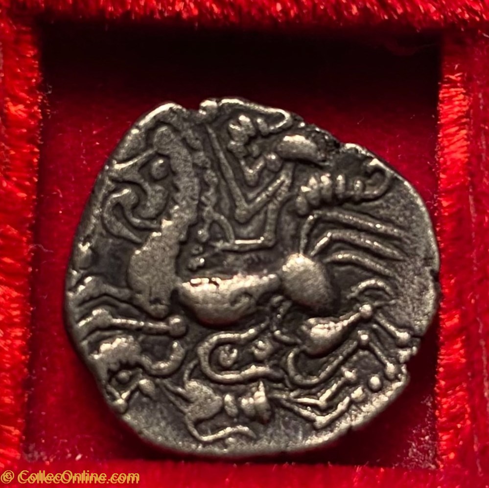 Statère Aulerques Diablintes - Type à la bouche en volute, tête à gauche monnaies antiques celtes statere aulerques diablintes type a la bouche en volute tete a gauche