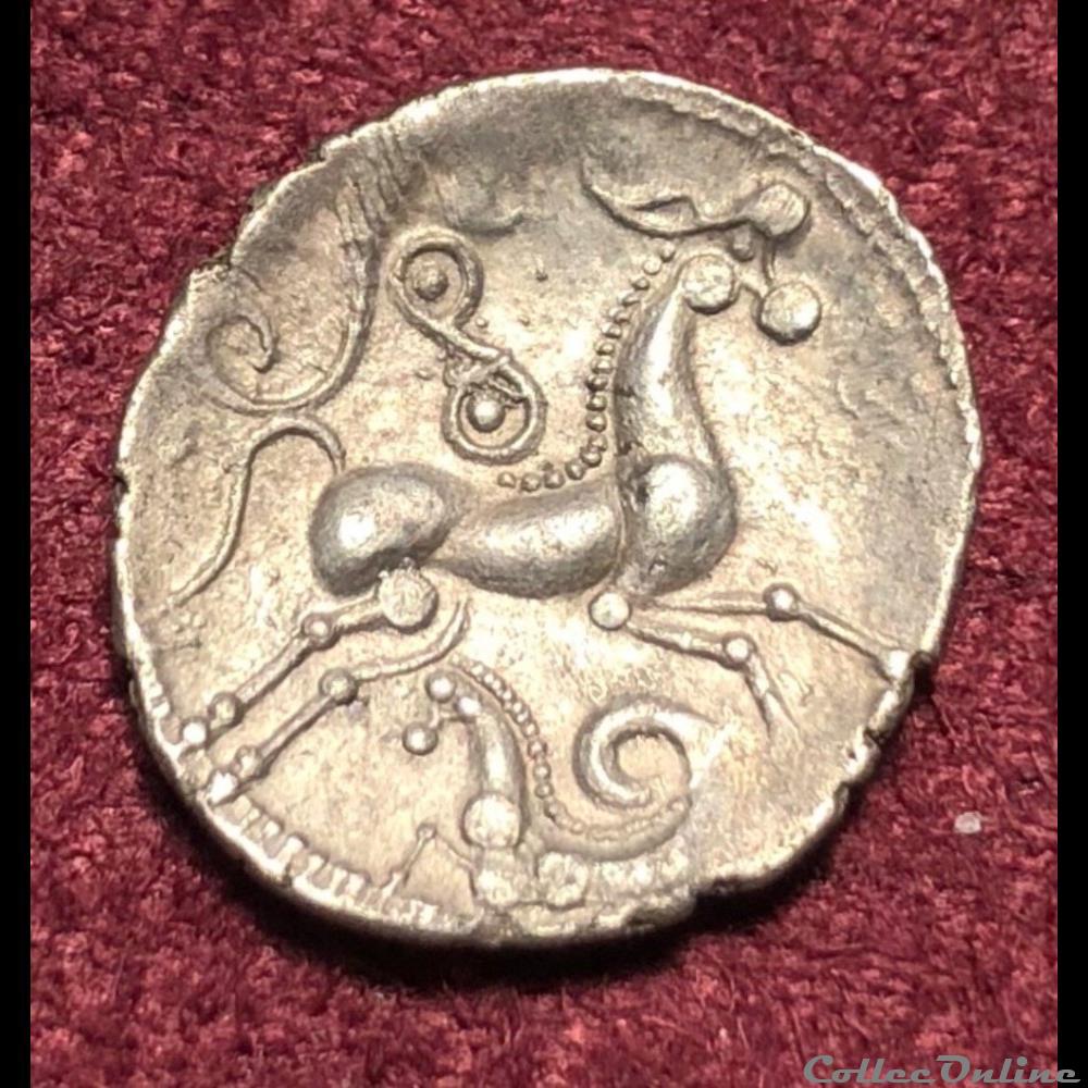 Denier d'argent scyphate dit à l'hippocampe - Ambiens - DT.188 monnaies antiques av jc ap celtes denier argent scyphate dit a hippocampe ambiens dt 188