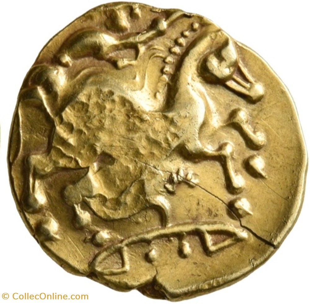 Quart de statère au joug, contremarque monnaies antiques av jc ap celtes quart de statere au joug contremarque