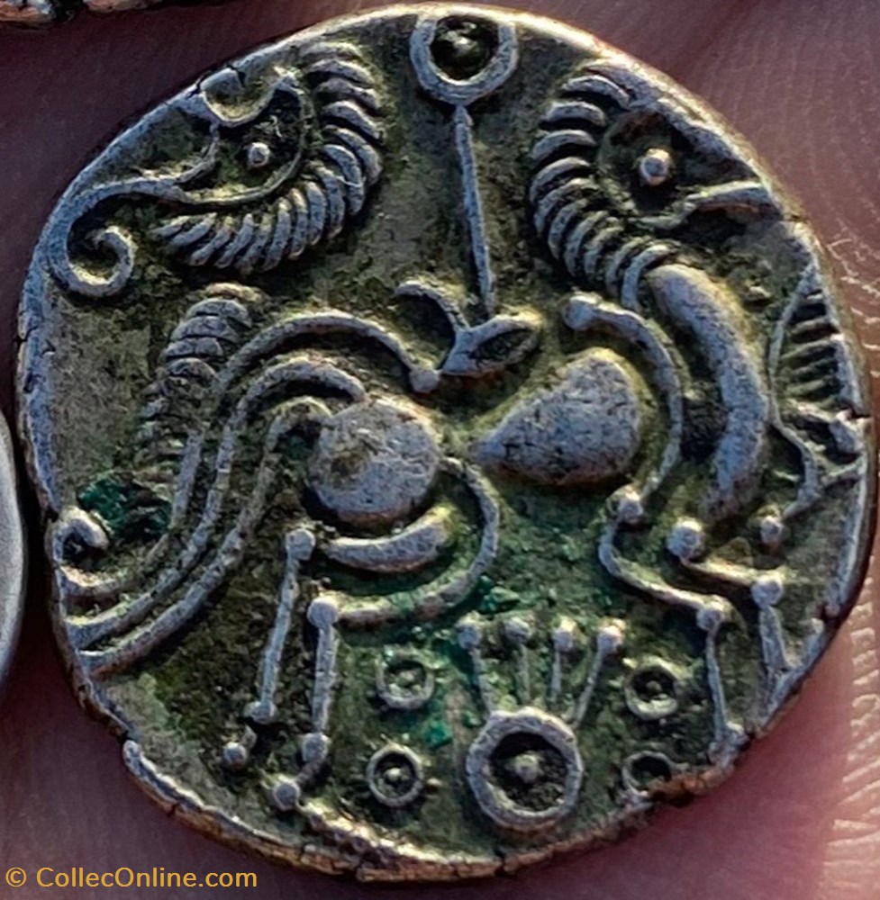 Statère Abrincatui - type de transition monnaie antique av jc ap gauloise statere abrincatui type de transition