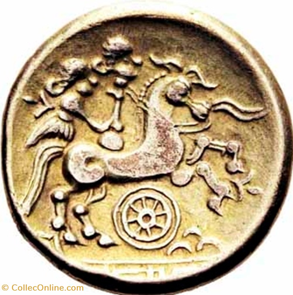 Hémistatère en or allié du type à la tête sur le pique monnaies antiques celtes hemistatere en or allie du type a la tete sur le pique