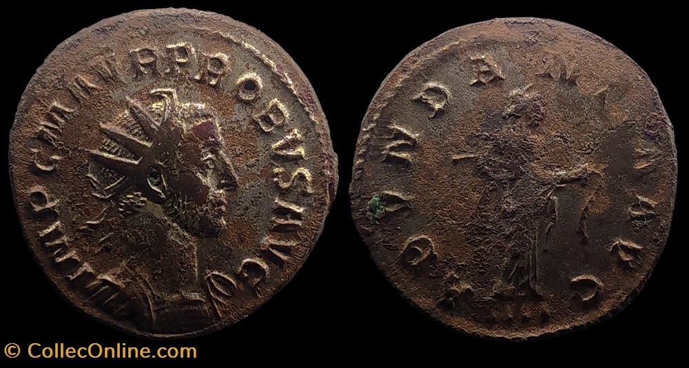 PROBUS Aurelianus ABVNDANTIA AVG/ -|-// IIII. Lyon monnaies antiquite jc ap romaines republicaines imperiales probus aurelianus abvndantia avg iiii lyon