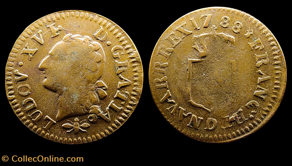 LOUIS XVI Liard dit "à l'écu" 1788 Lyon monnaies france royales louis xvi liard dit a ecu 1788 lyon