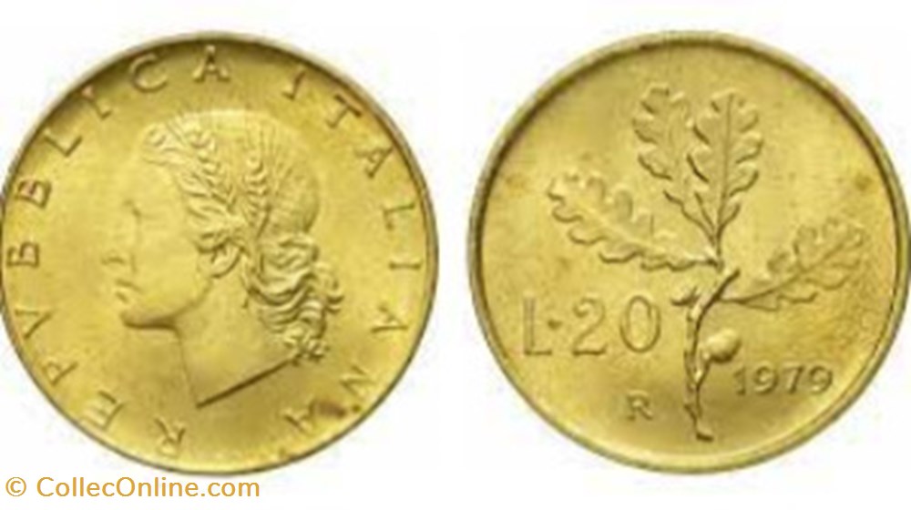 monete 20 lire ramo di quercia