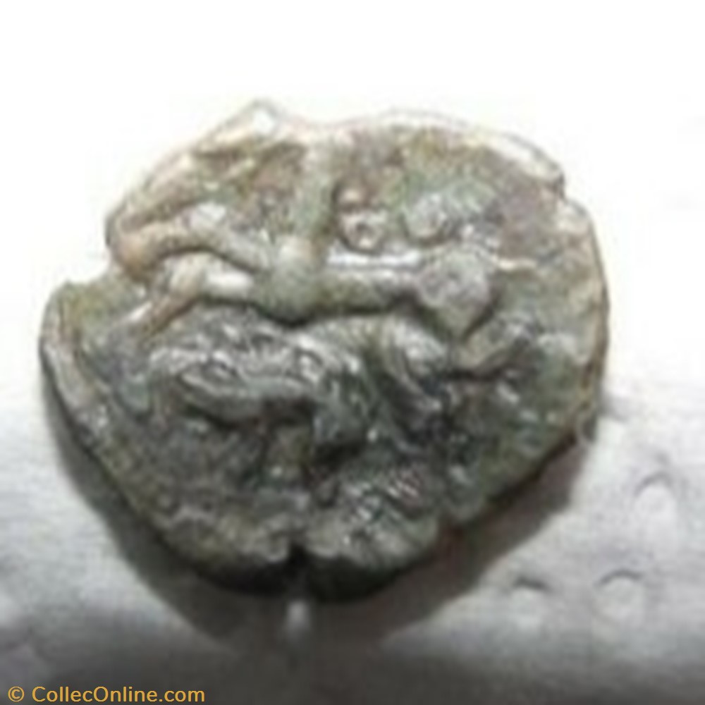 monnaie antique av jc ap gauloise bronze au cheval et sanglier superposes