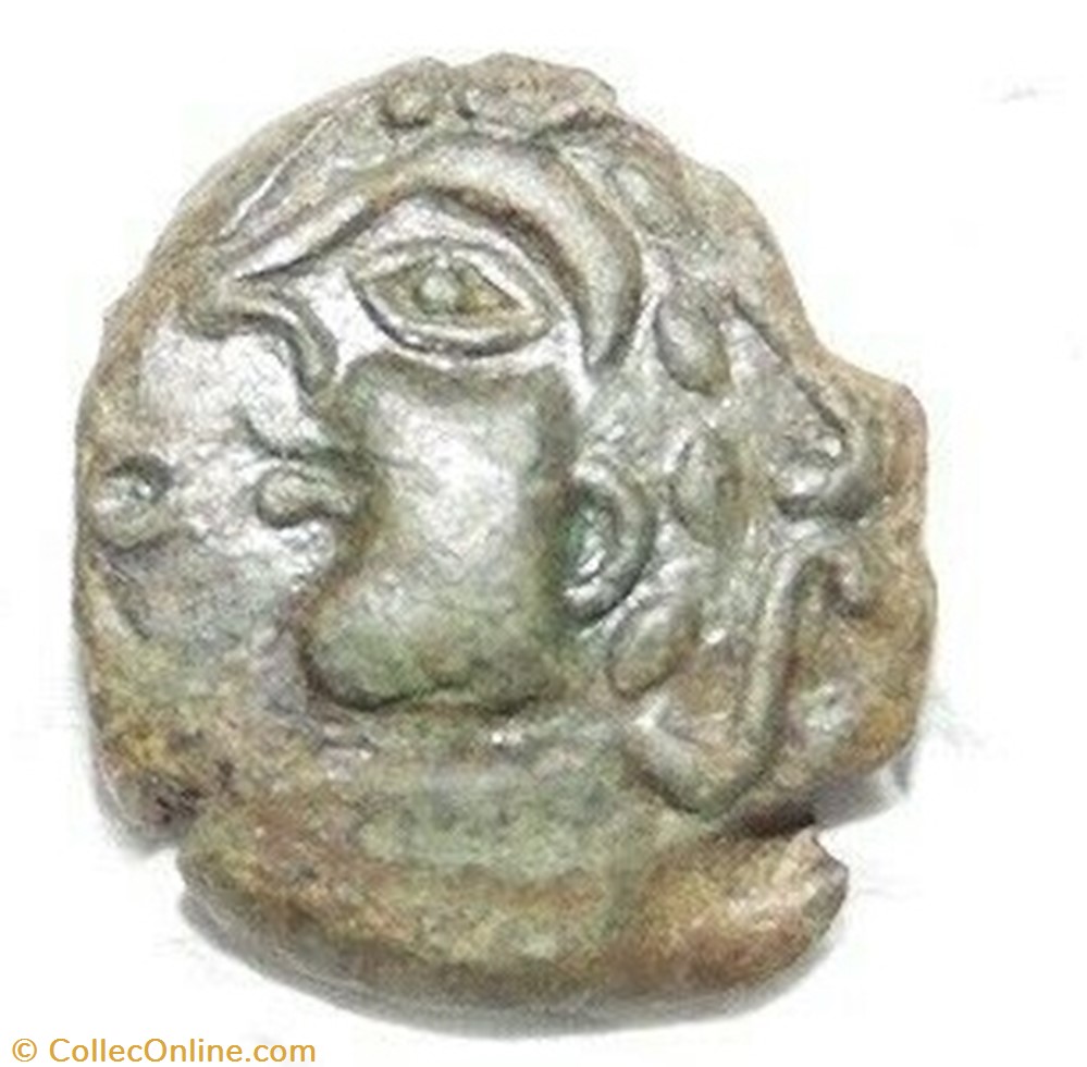 monnaie antique av jc ap gauloise bronze au cheval et sanglier superposes