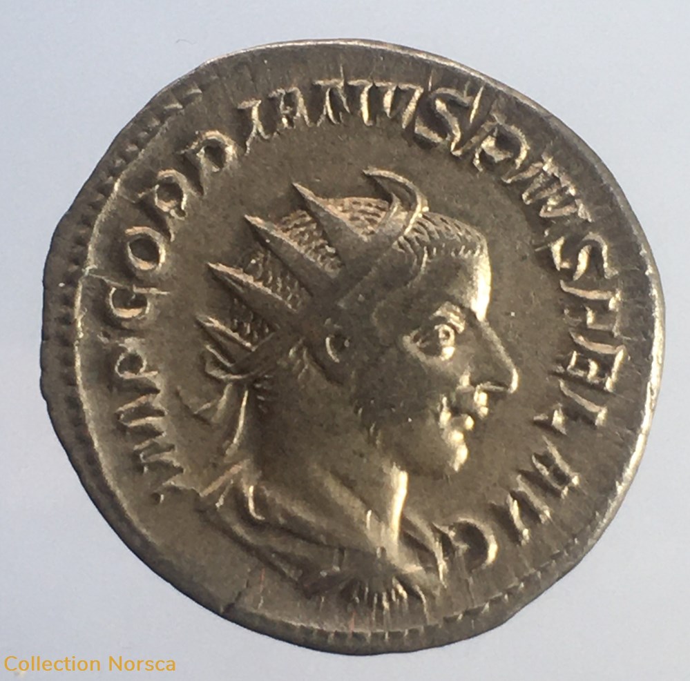 monnaie antique jc ap romaine republicaine imperiale antoninien de gordien iii aeternitati avg
