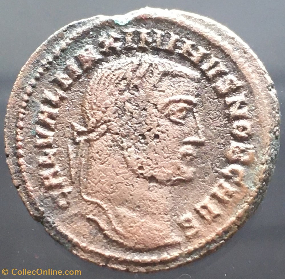 Follis de Maximin II Daia - GENIO CAESARIS / K / DELTA P / ALE monnaies antiquite av jc ap romaines republicaines imperiales follis de maximin ii daia genio caesaris k delta p ale