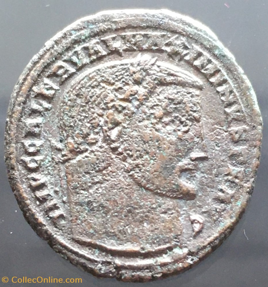 Follis de Maximin II Daia - BONO GENIO PII IMPERATORIS / CROISSANT / K P / DELTA / ALE monnaies antiquite av jc ap romaines republicaines imperiales follis de maximin ii daia bono genio pii imperatoris croissant k p delta ale