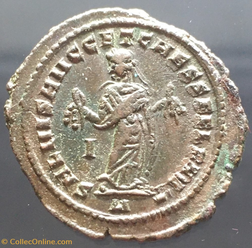 monnaies antiquite jc ap romaines republicaines imperiales follis de maximin ii daia salvis avgg et caess fel kart i b