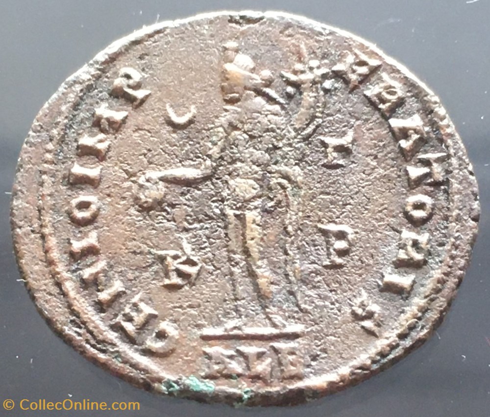 Follis de Maximin II Daia - GENIO IMPERATORIS / CROISSANT / K / r P / ALE monnaies antiquite av jc ap romaines republicaines imperiales follis de maximin ii daia genio imperatoris croissant k r p ale
